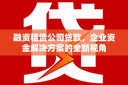 赵县融资租赁公司贷款，企业资金解决方案的全新视角