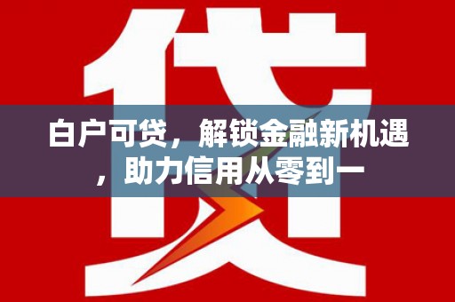 赵县白户可贷，解锁金融新机遇，助力信用从零到一