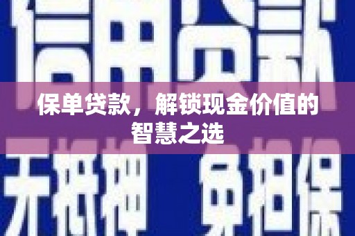 赵县保单贷款，解锁现金价值的智慧之选