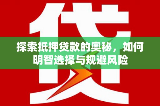 赵县探索抵押贷款的奥秘，如何明智选择与规避风险