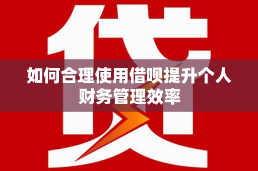 赵县如何合理使用借呗提升个人财务管理效率