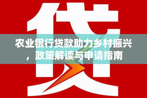 赵县农业银行贷款助力乡村振兴，政策解读与申请指南