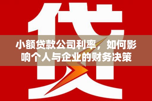赵县小额贷款公司利率，如何影响个人与企业的财务决策