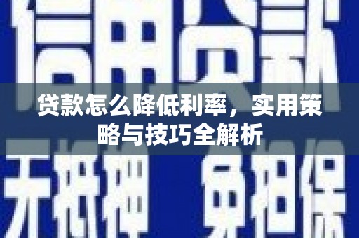 赵县贷款怎么降低利率，实用策略与技巧全解析